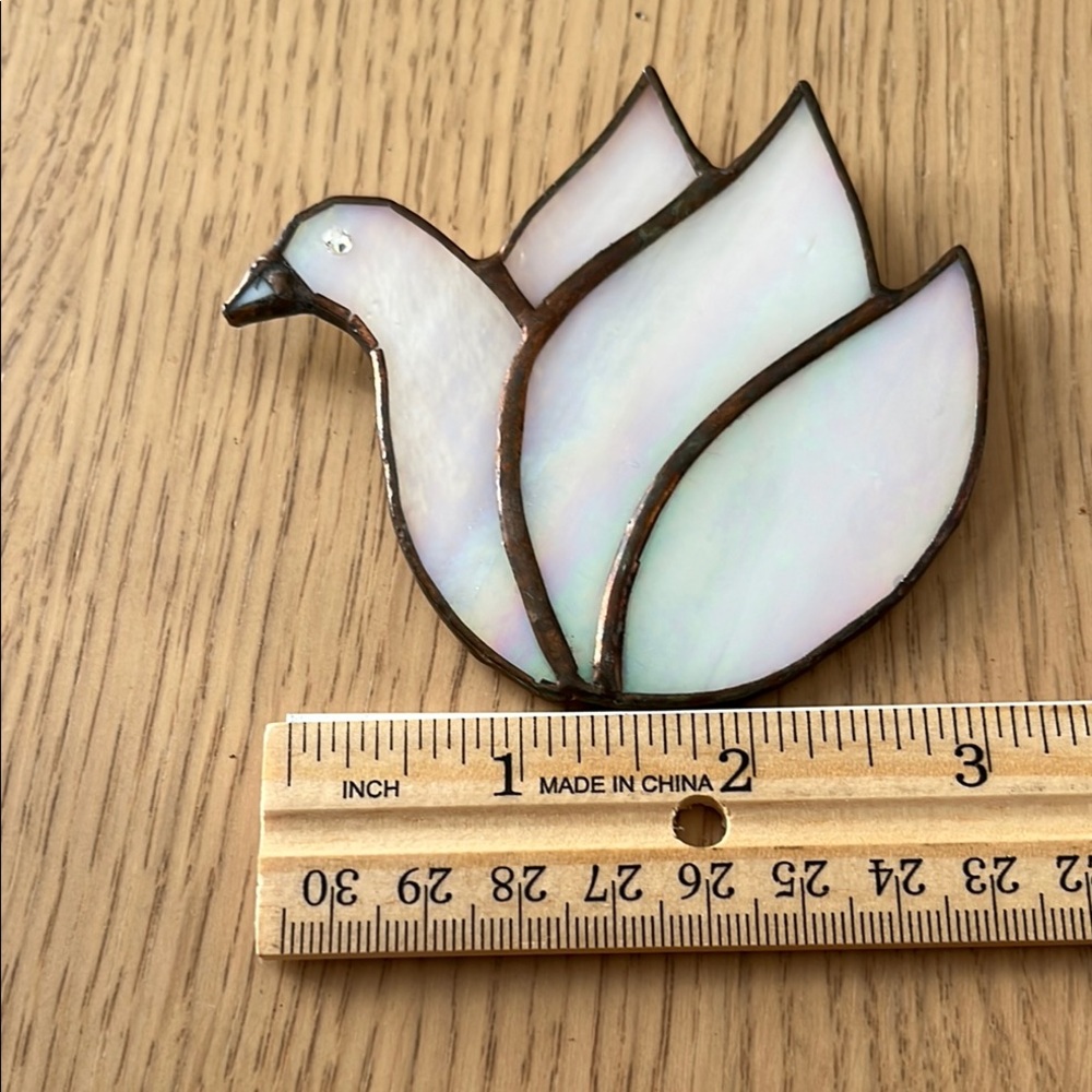 Iridescent White Stained Glass Swan Ornament - Bird Décor